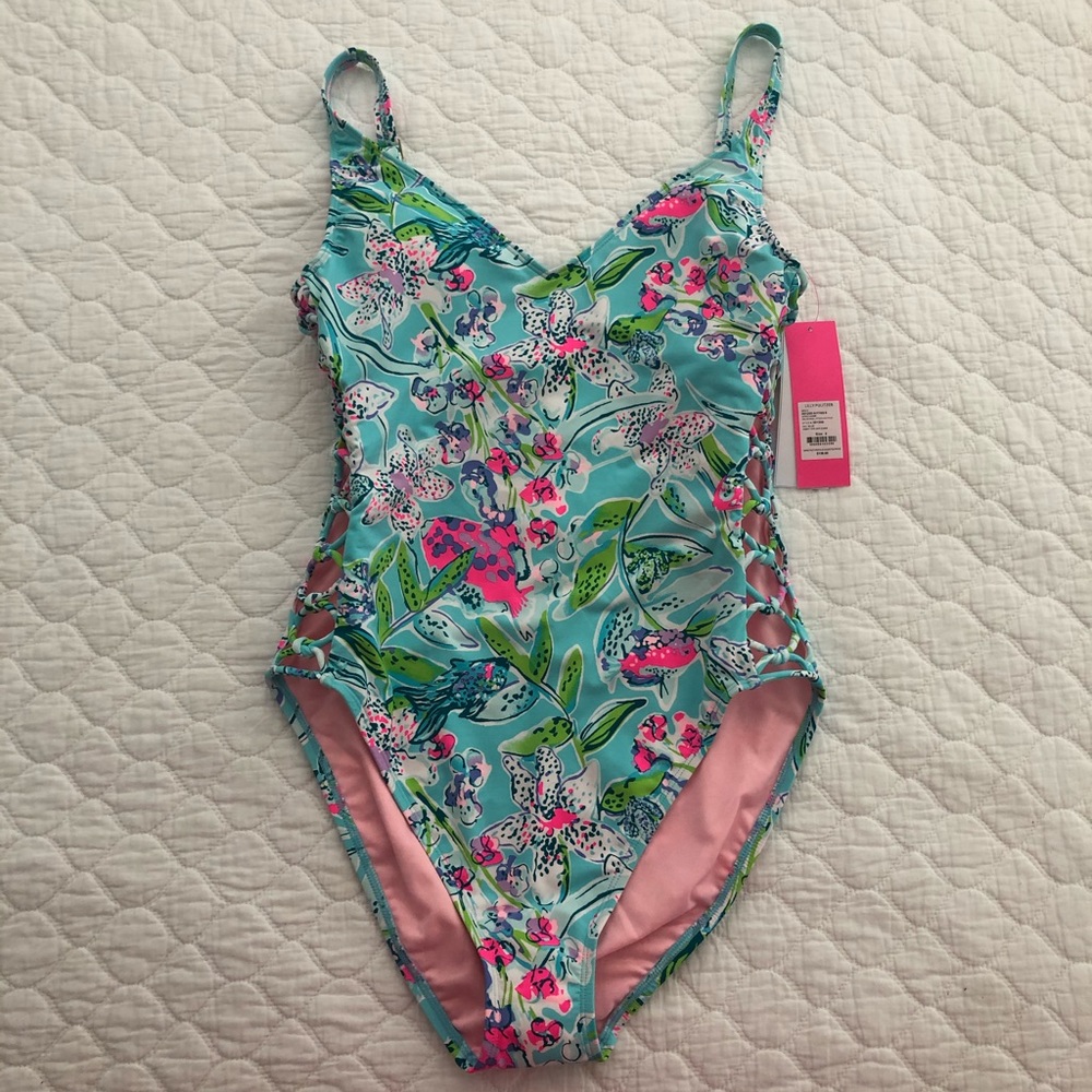 Lilly Pulitzer lattice sway this way one piece